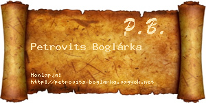 Petrovits Boglárka névjegykártya