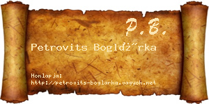 Petrovits Boglárka névjegykártya