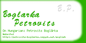 boglarka petrovits business card