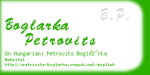 boglarka petrovits business card